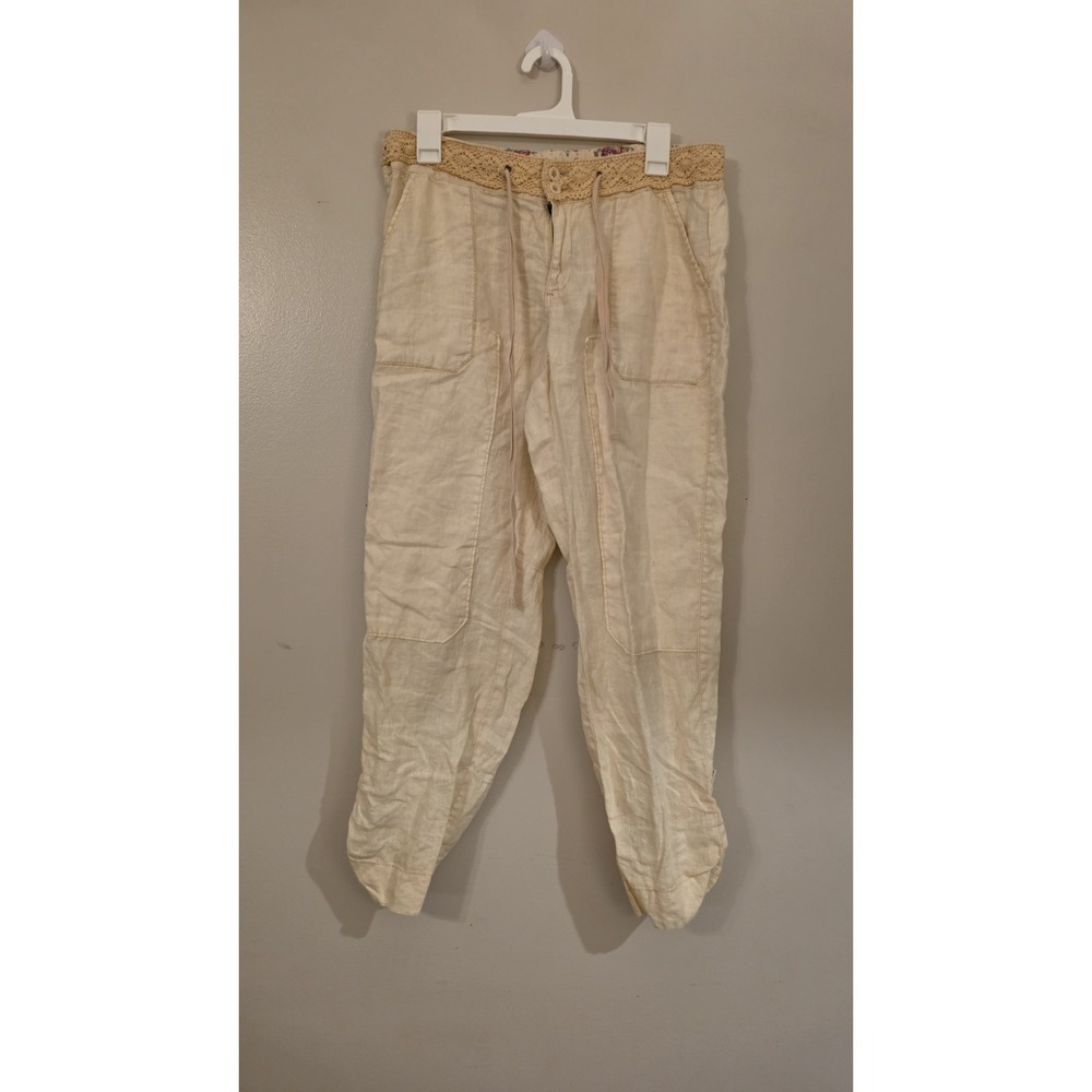 Anthropologie Hei Hei Pants Womens Sz29 Butter Yellow Cream Linen Pants